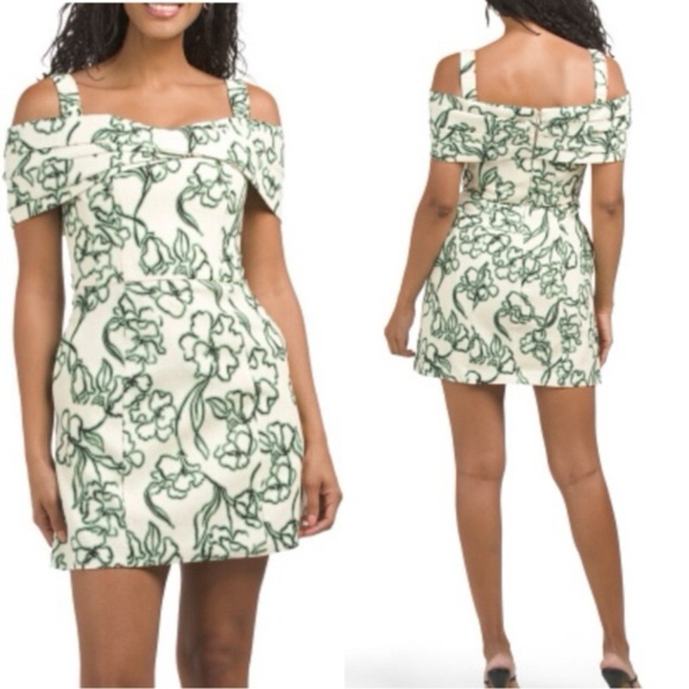 NICHOLAS Green and Cream Floral Mini Dress